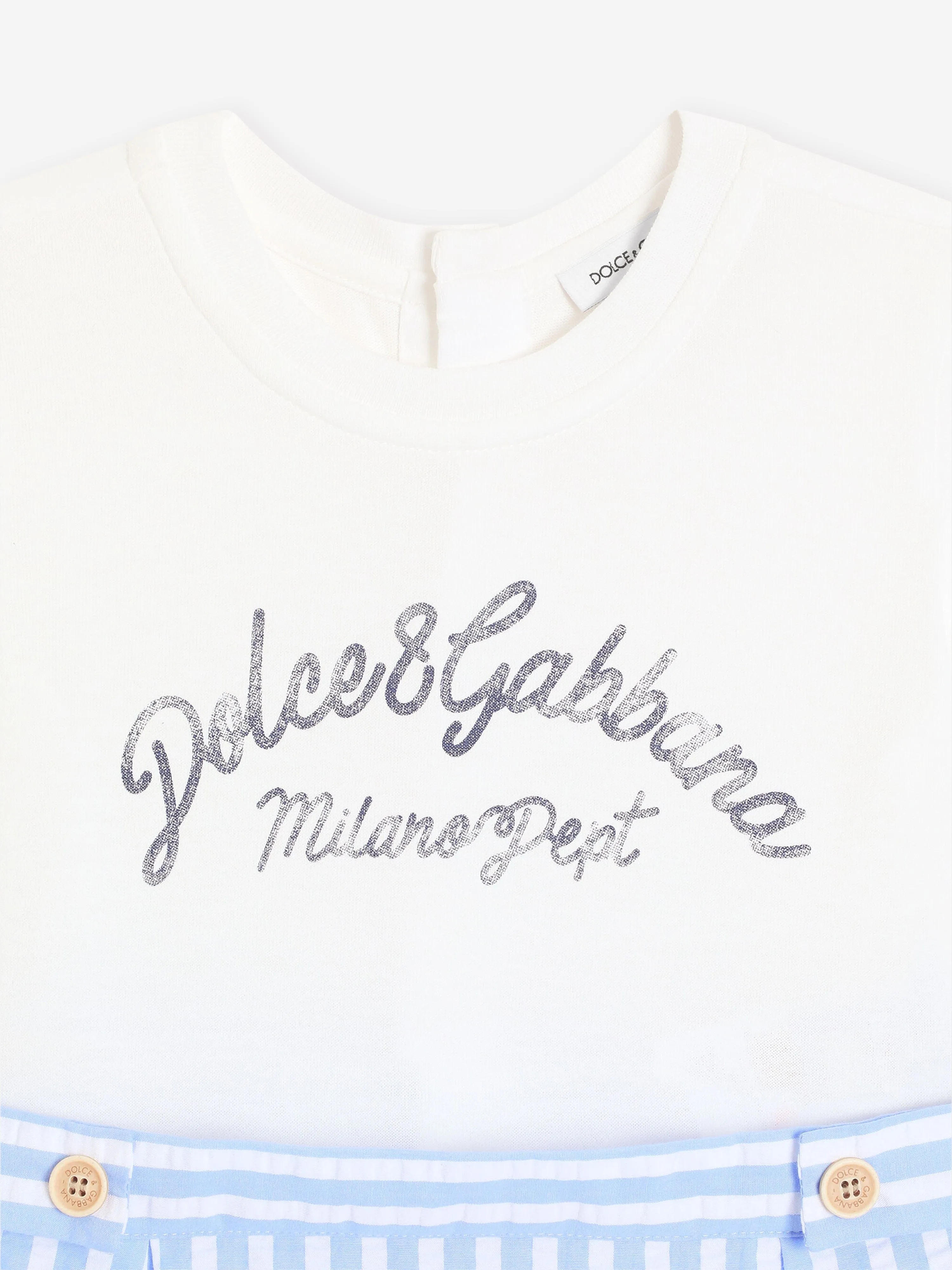 Blaue gestreifte Logo-Body für Babyjungen