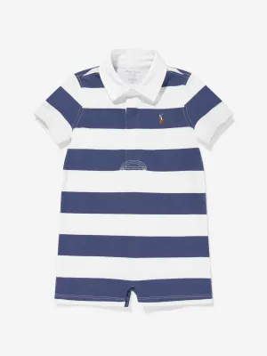 Baby Boys Gestreifter Rugby-Overall in Marineblau