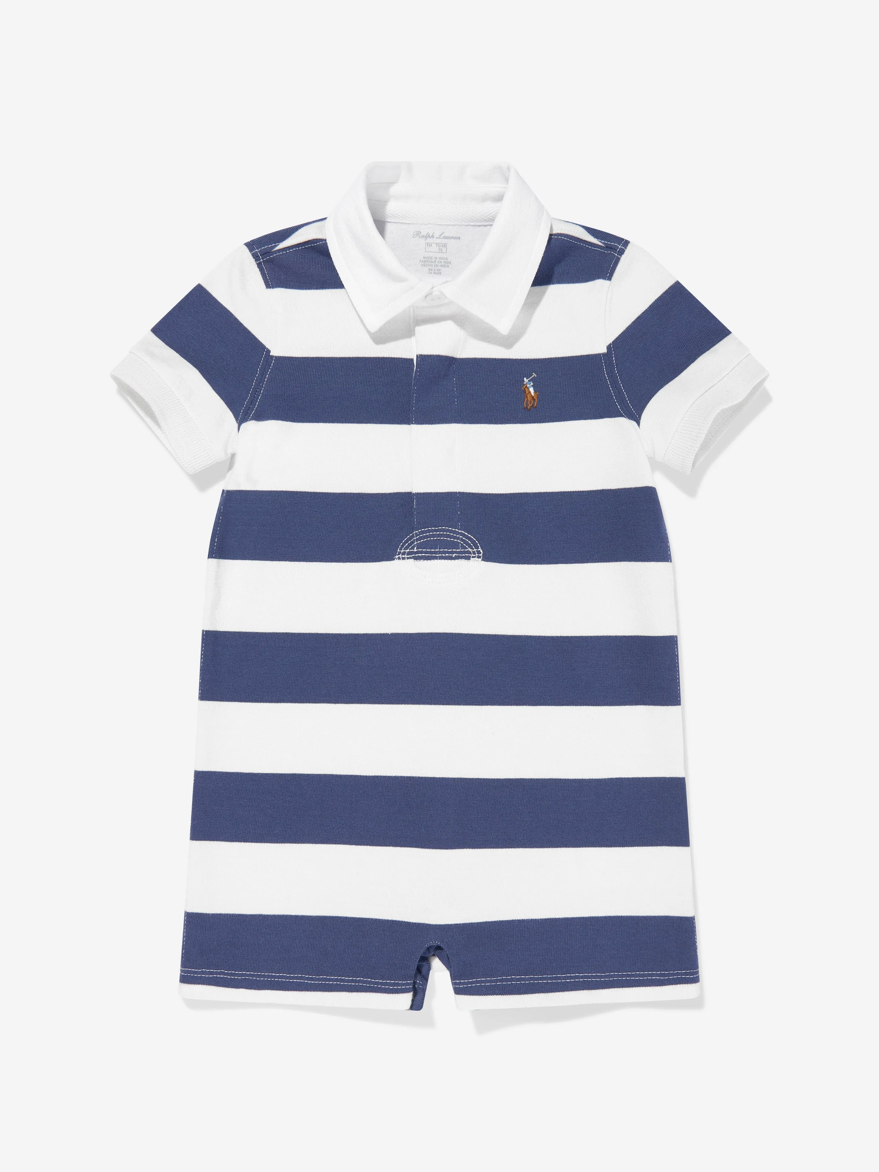 Baby Boys Gestreifter Rugby-Overall in Marineblau