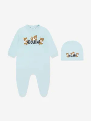 Baby Boys Teddy Bär Logo Strampler Set in Blau