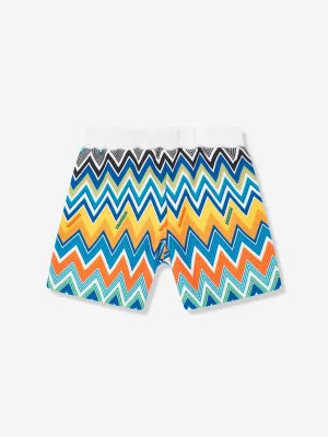 Baby Boys Zickzack-Jersey-Shorts in Blau