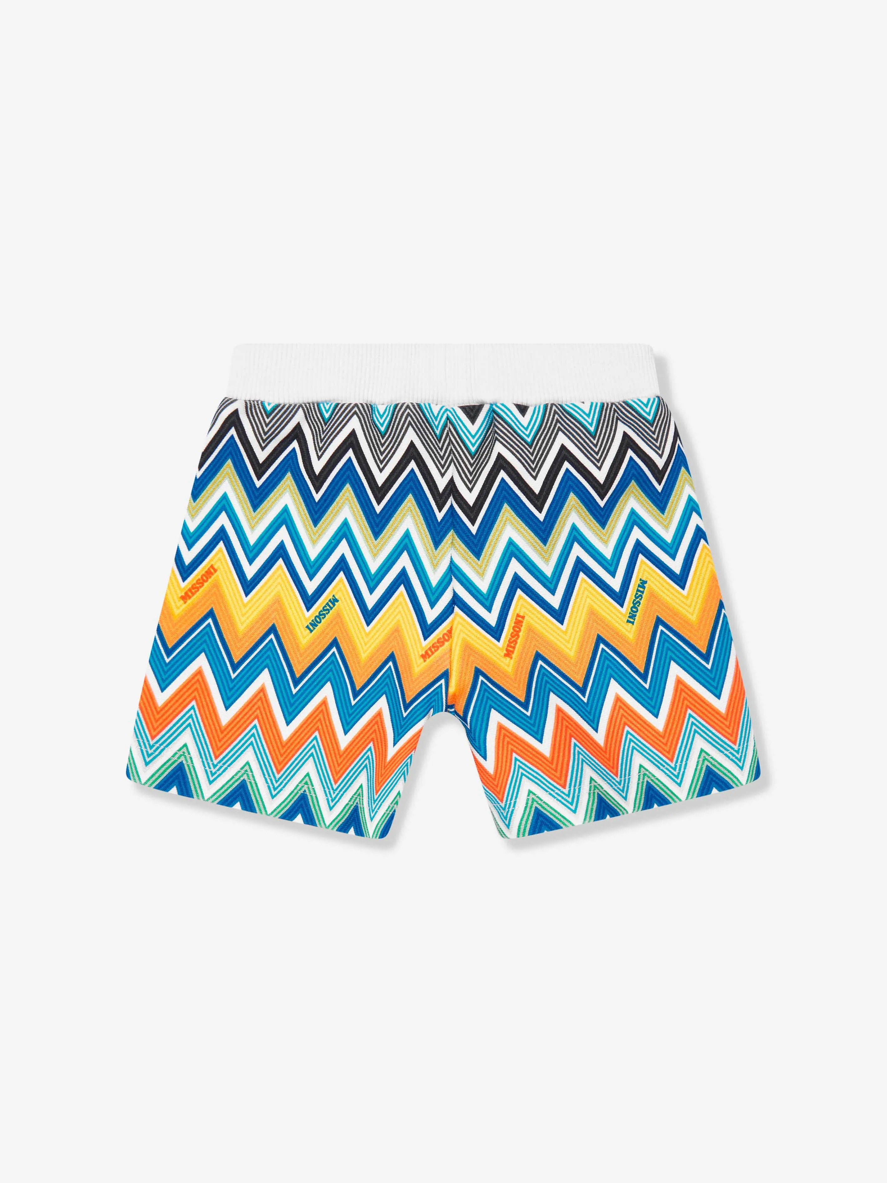 Baby Boys Zickzack-Jersey-Shorts in Blau