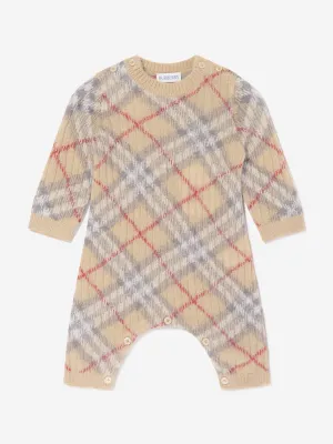 Baby Camillo Rippen-Check-Strampler in Beige