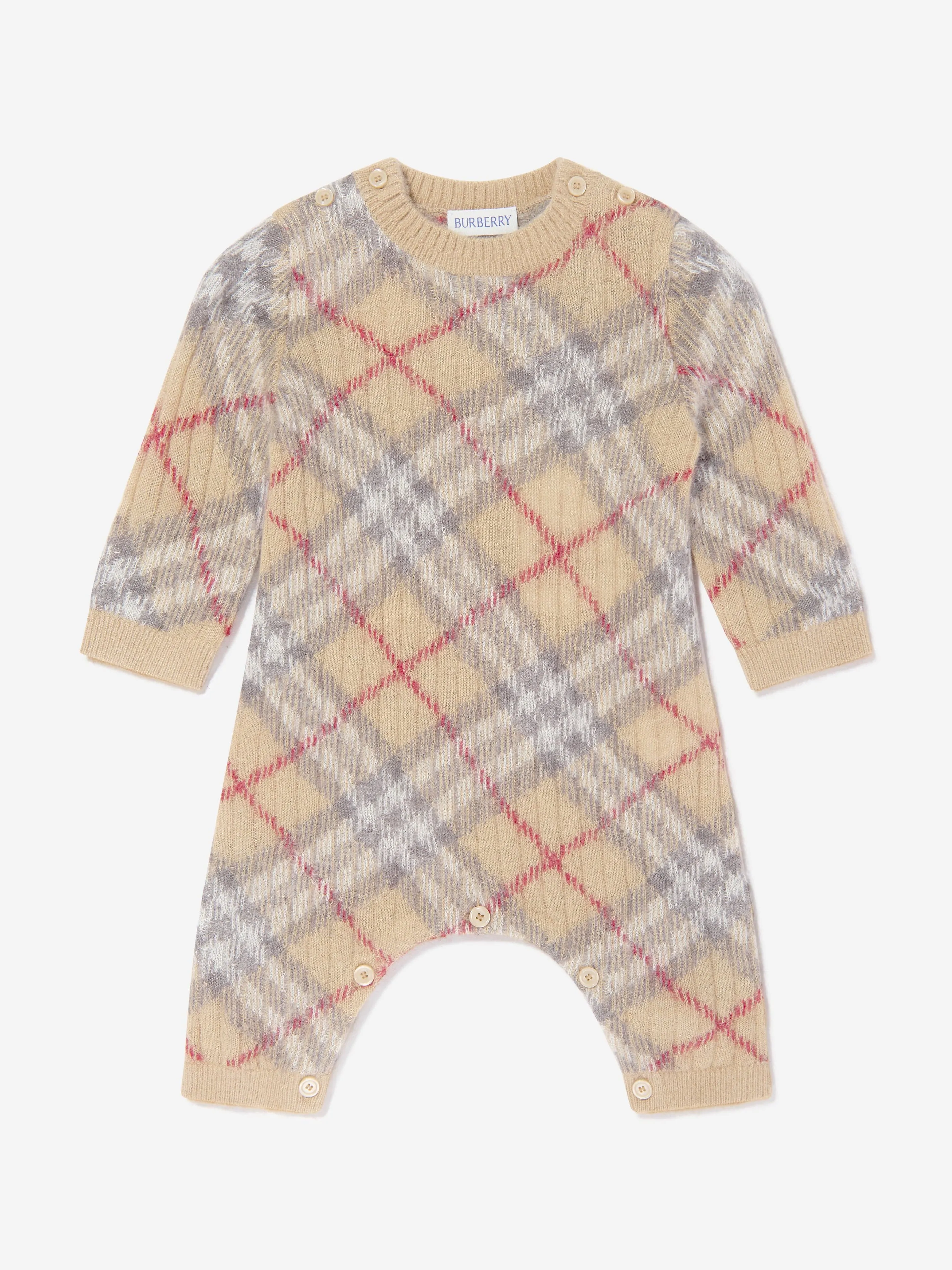 Baby Camillo Rippen-Check-Strampler in Beige