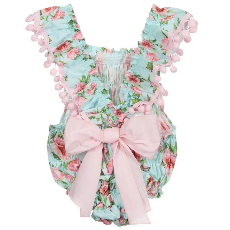 Baby Girls Kurzarmbody in Aqua & Rosa