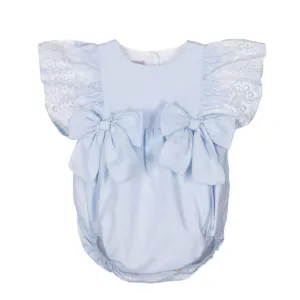 Baby-Mädchen Blaue Latzhose mit Spitzendetail