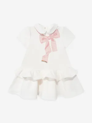 Baby-Mädchen Schleifenkleid in Weiß