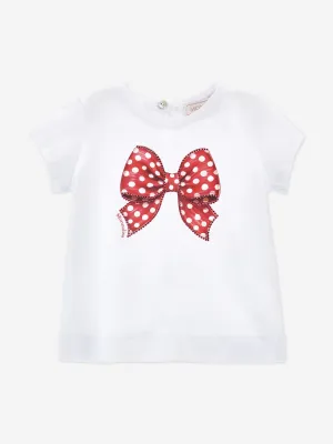 Weißes T-Shirt für Baby-Mädchen mit Schleifen-Print