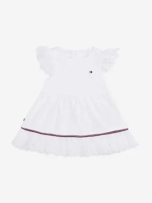Baby-Mädchen Broderie-Anglaise-Kleid in Weiß
