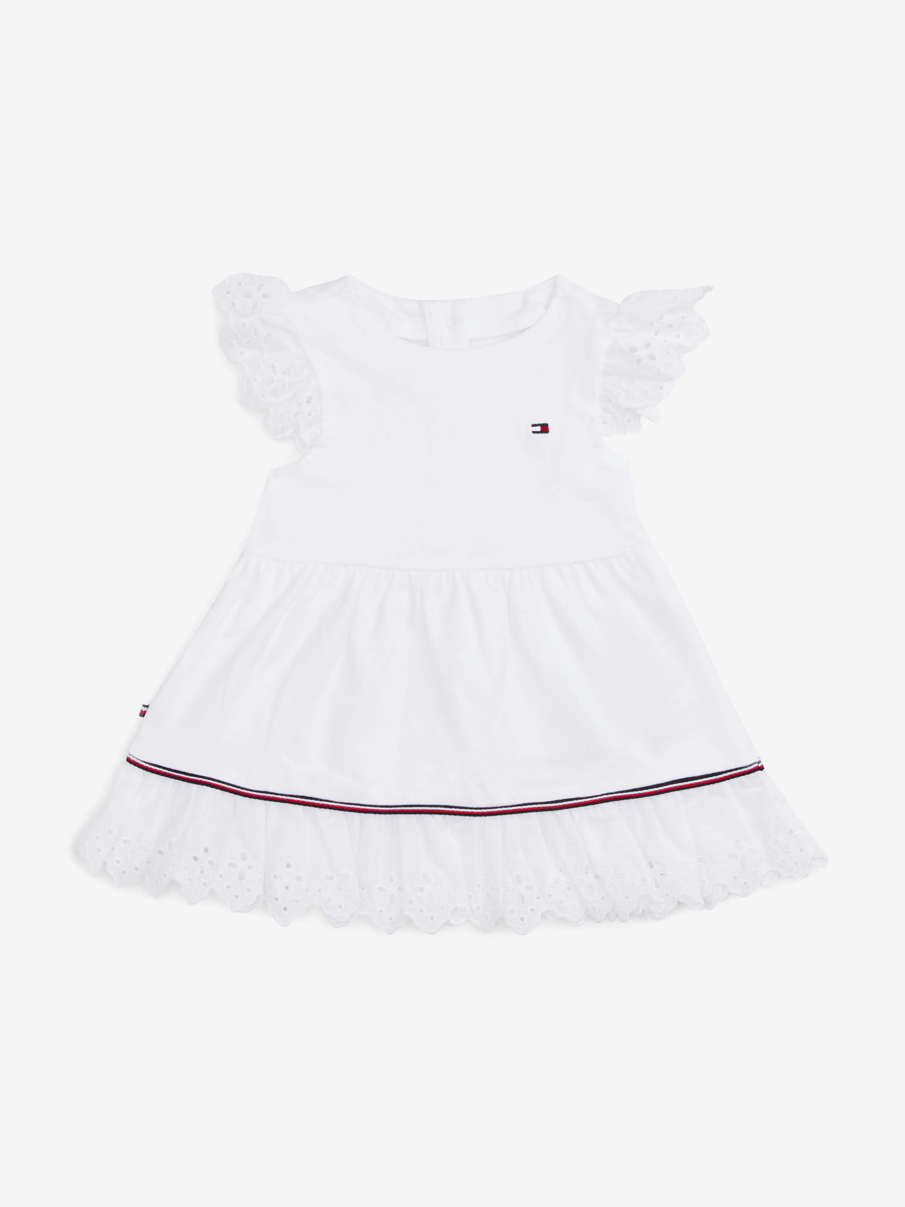Baby-Mädchen Broderie-Anglaise-Kleid in Weiß