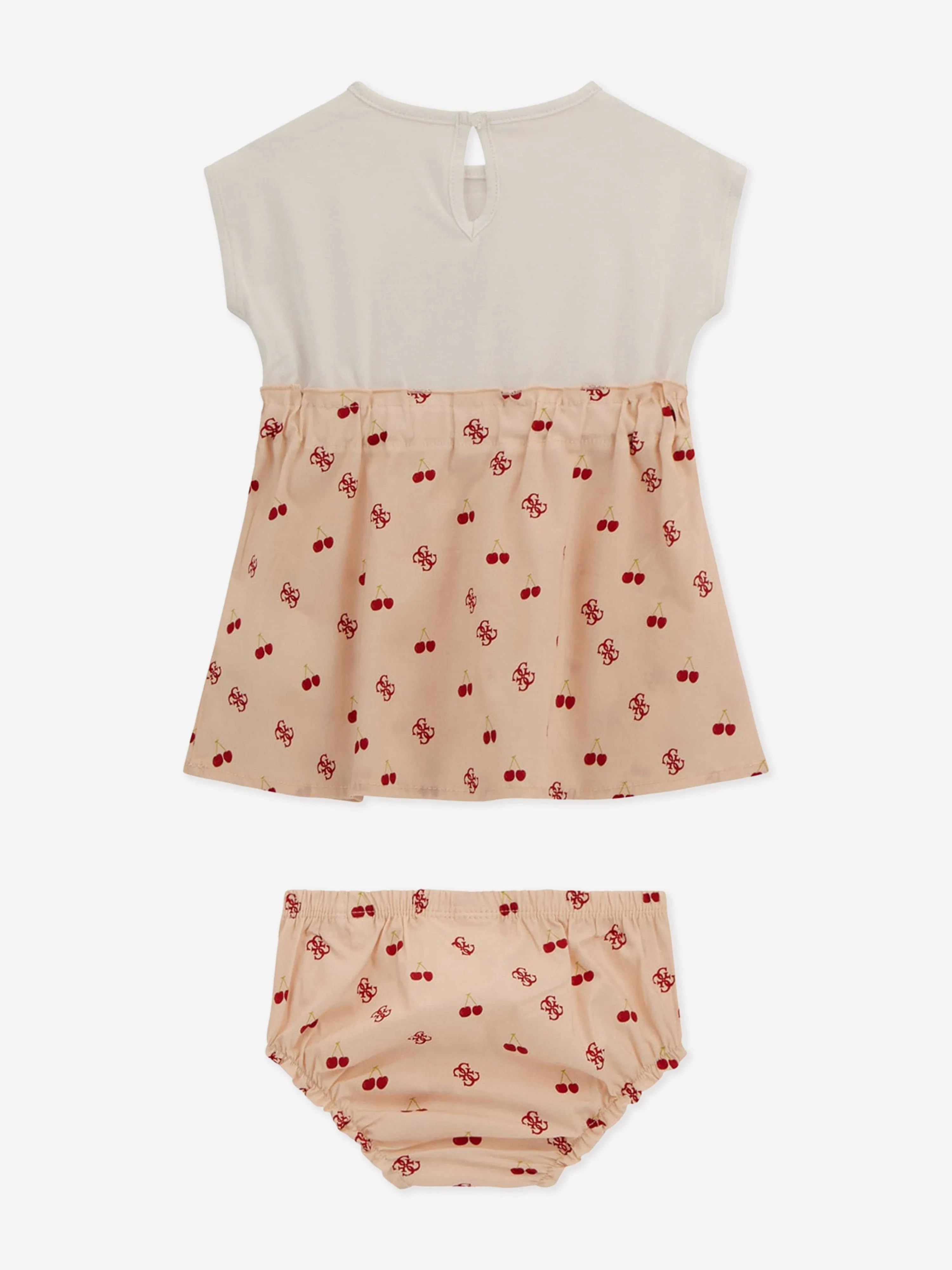 Rosa Kirschkleid für Baby-Mädchen mit Schlüpfer