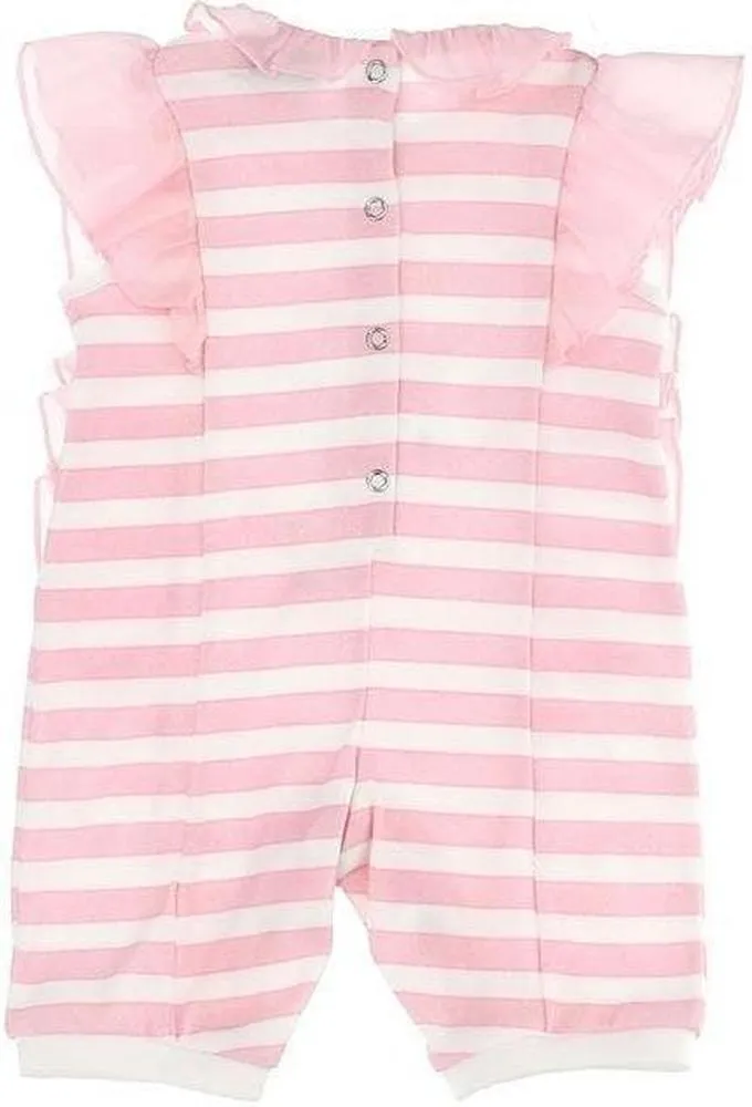 Baby Girls Cream & Pink Gestreifter Strampler