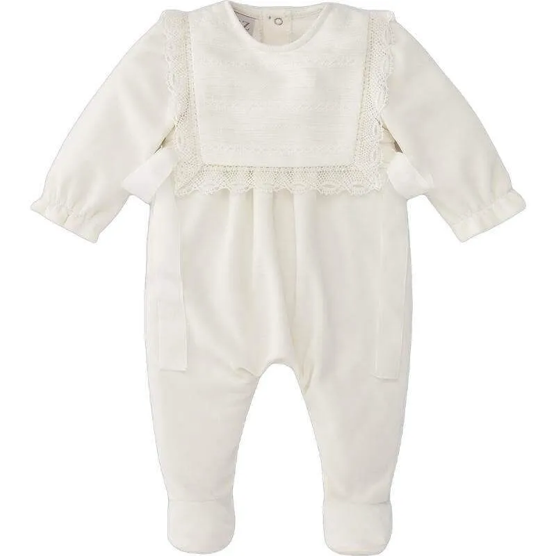 Baby Girls Sahnefarbener Schleifen-Strampler