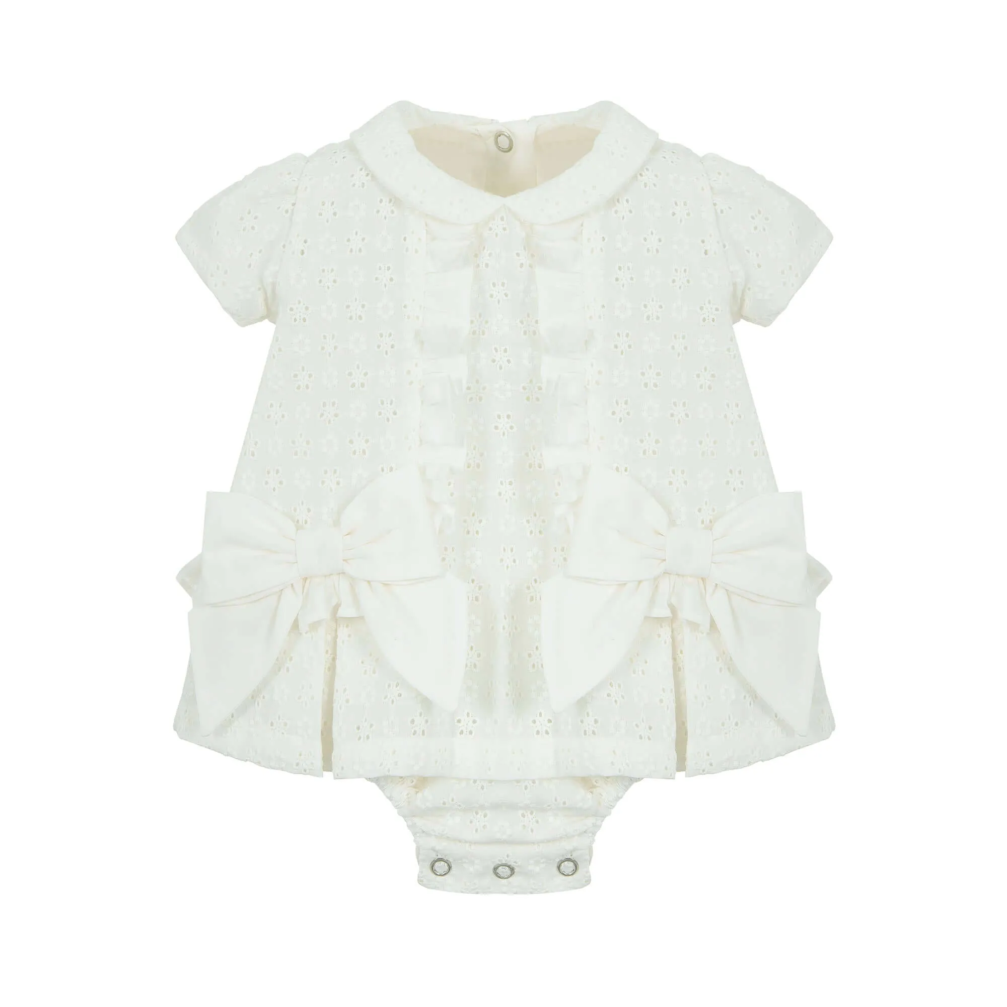 Baby-Mädchen Creme-Farbener Schleifen-Strampler
