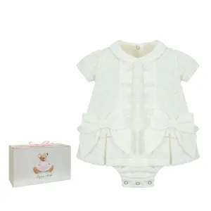 Baby-Mädchen Creme-Farbener Schleifen-Strampler