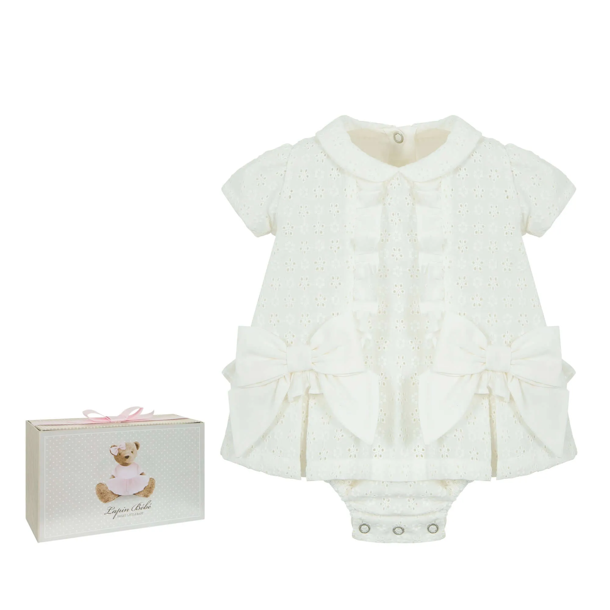 Baby-Mädchen Creme-Farbener Schleifen-Strampler