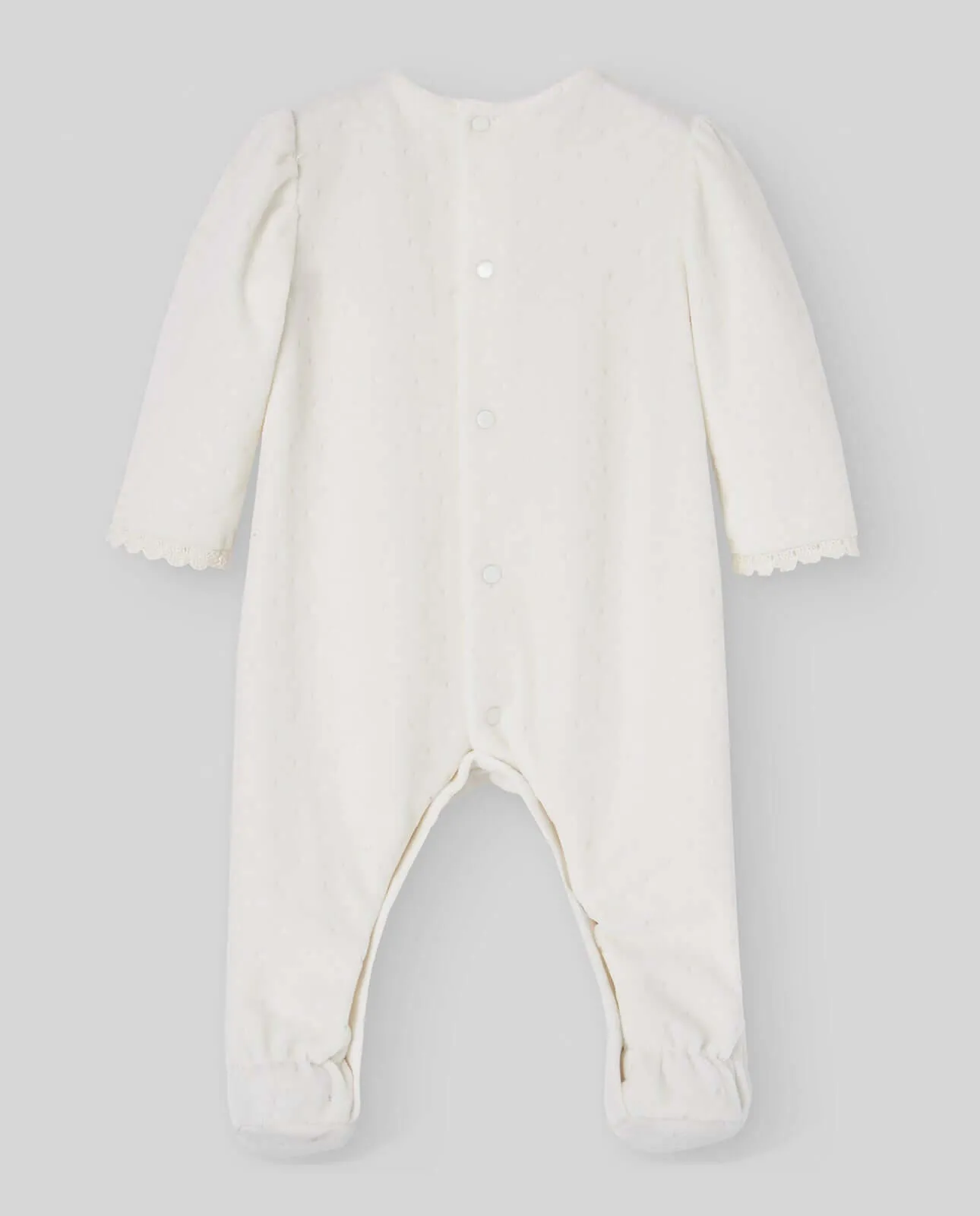 Baby-Mädchen Creme-Velour-Babybody mit Mütze & Lätzchen