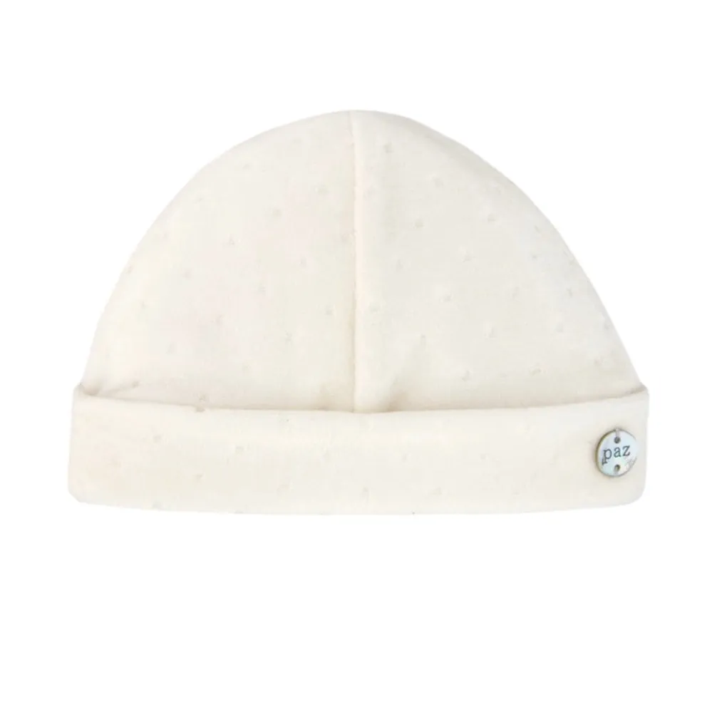 Baby-Mädchen Creme-Velour-Babybody mit Mütze & Lätzchen