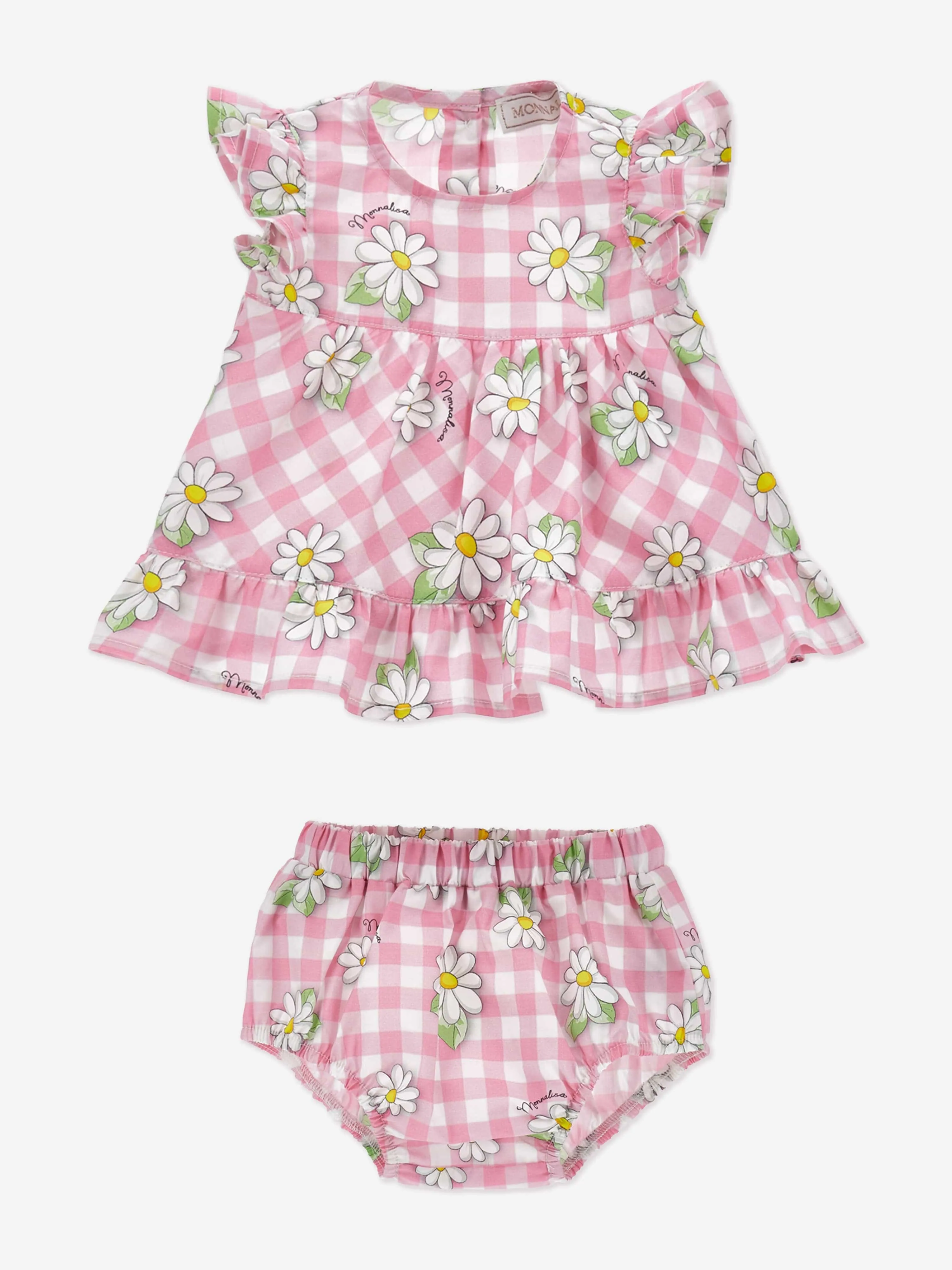 Rosa Baby-Mädchen Gänseblümchenkleid und Bloomers-Set