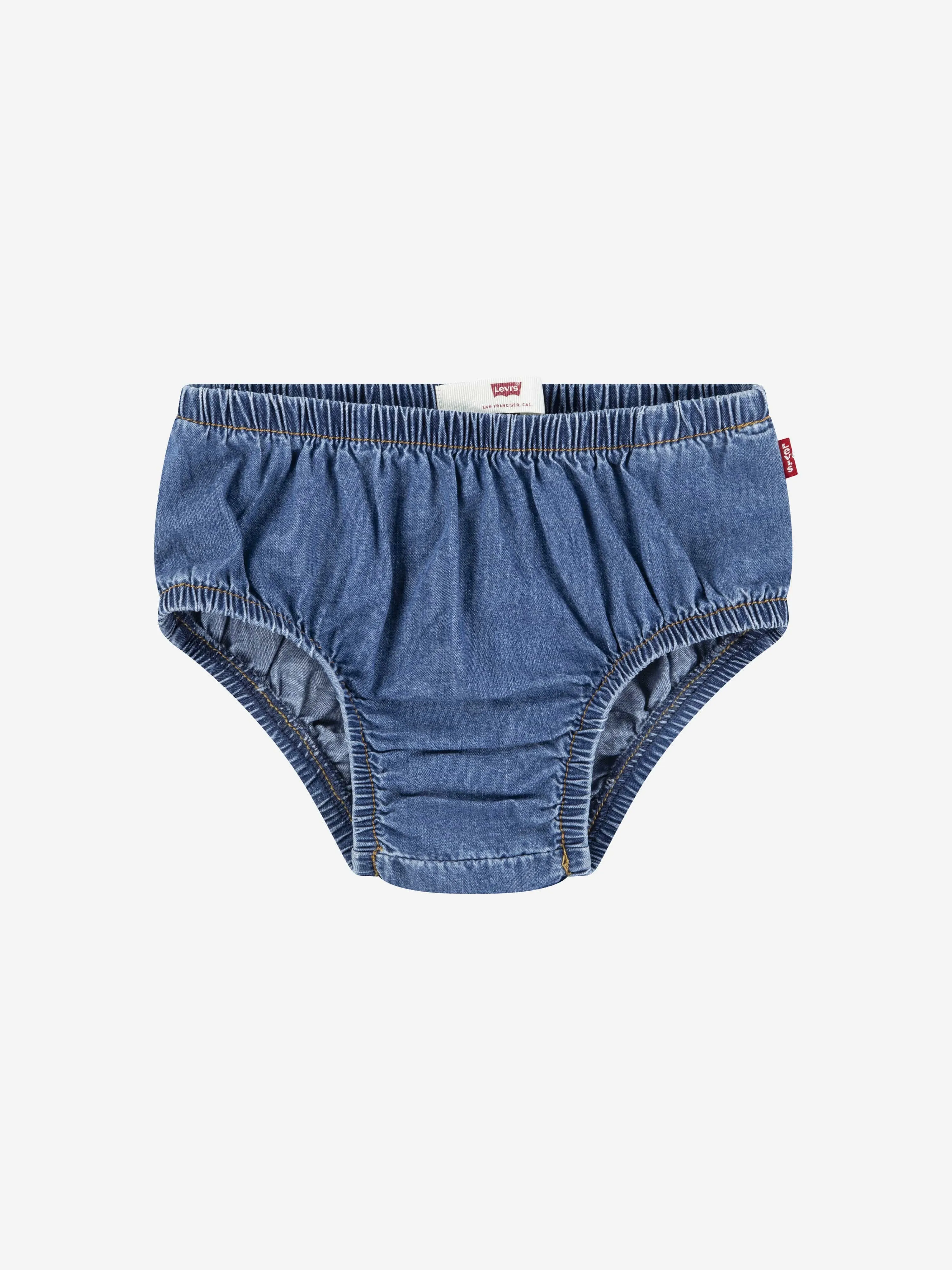 Blaues Denimkleid für Baby-Mädchen mit besticktem Kragen