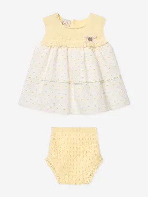 Baby-Mädchen Kleid und Bloomers-Set in Gelb