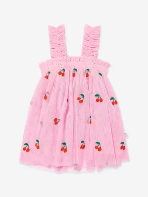 Rosa besticktes Kirschenkleid für Babygirls