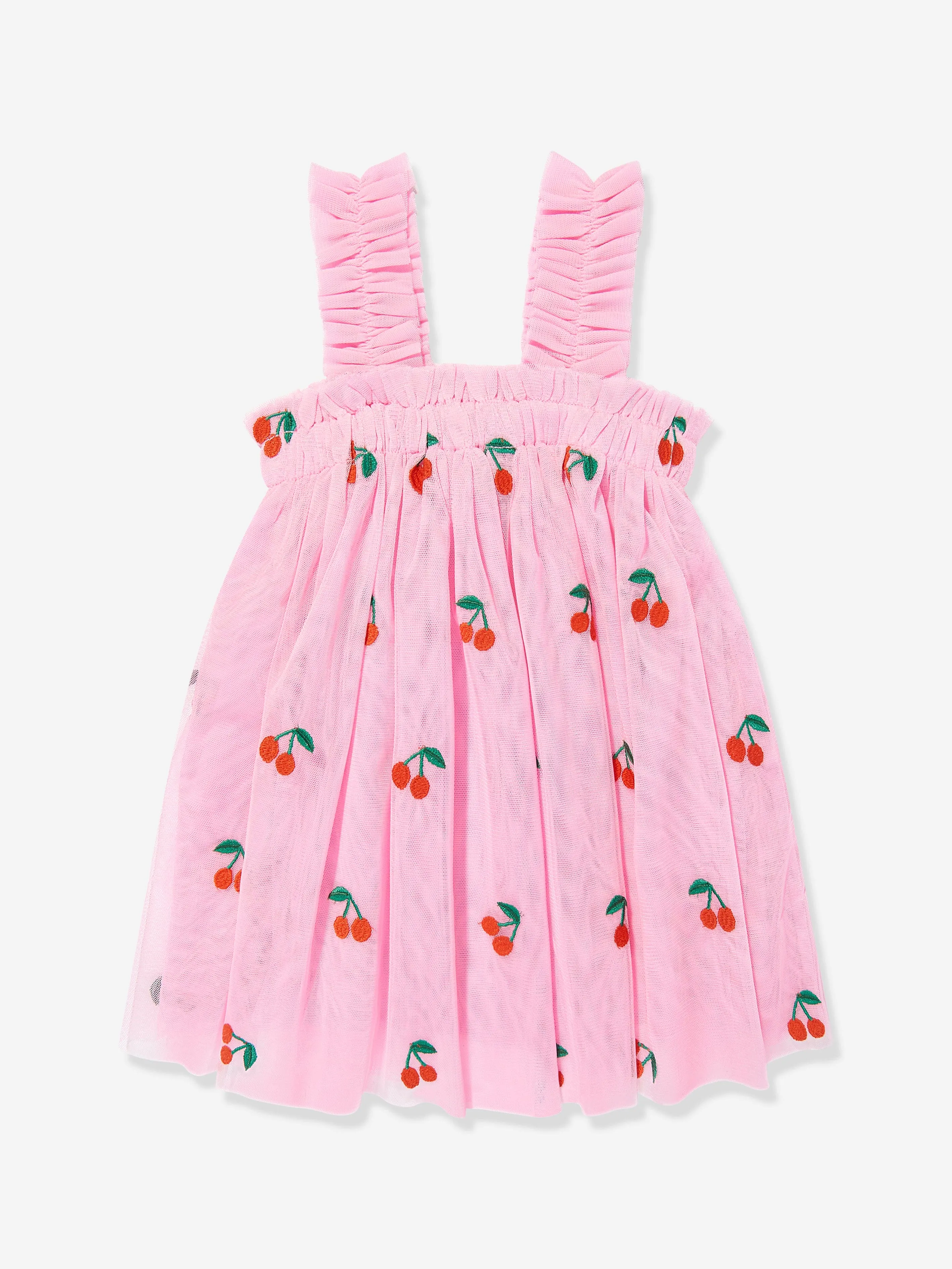 Rosa besticktes Kirschenkleid für Babygirls
