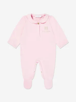 Rosa Baby-Strampler mit besticktem Logo für Mädchen