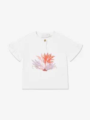 Weißes T-Shirt mit besticktem Logo für Baby-Mädchen