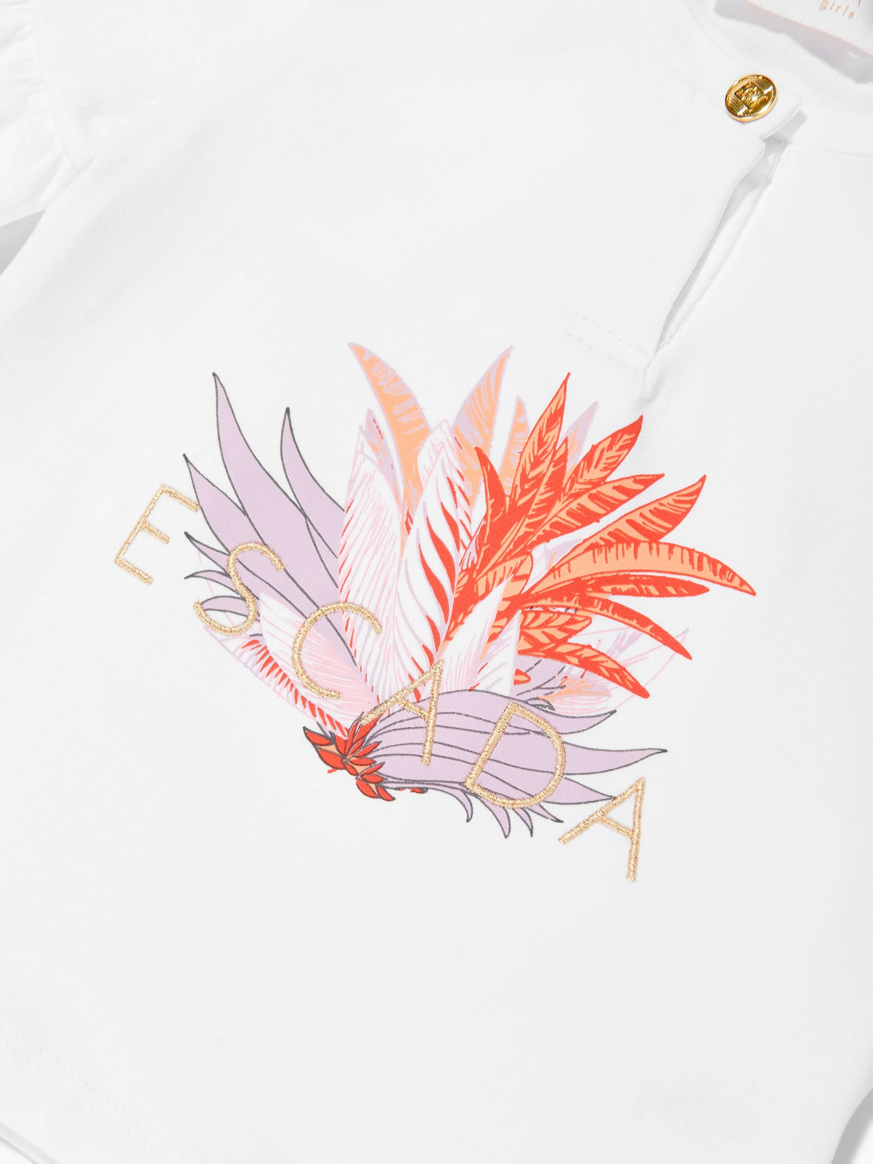 Weißes T-Shirt mit besticktem Logo für Baby-Mädchen
