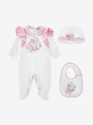 Baby Girls Blumen-Babygrow-Set in Weiß