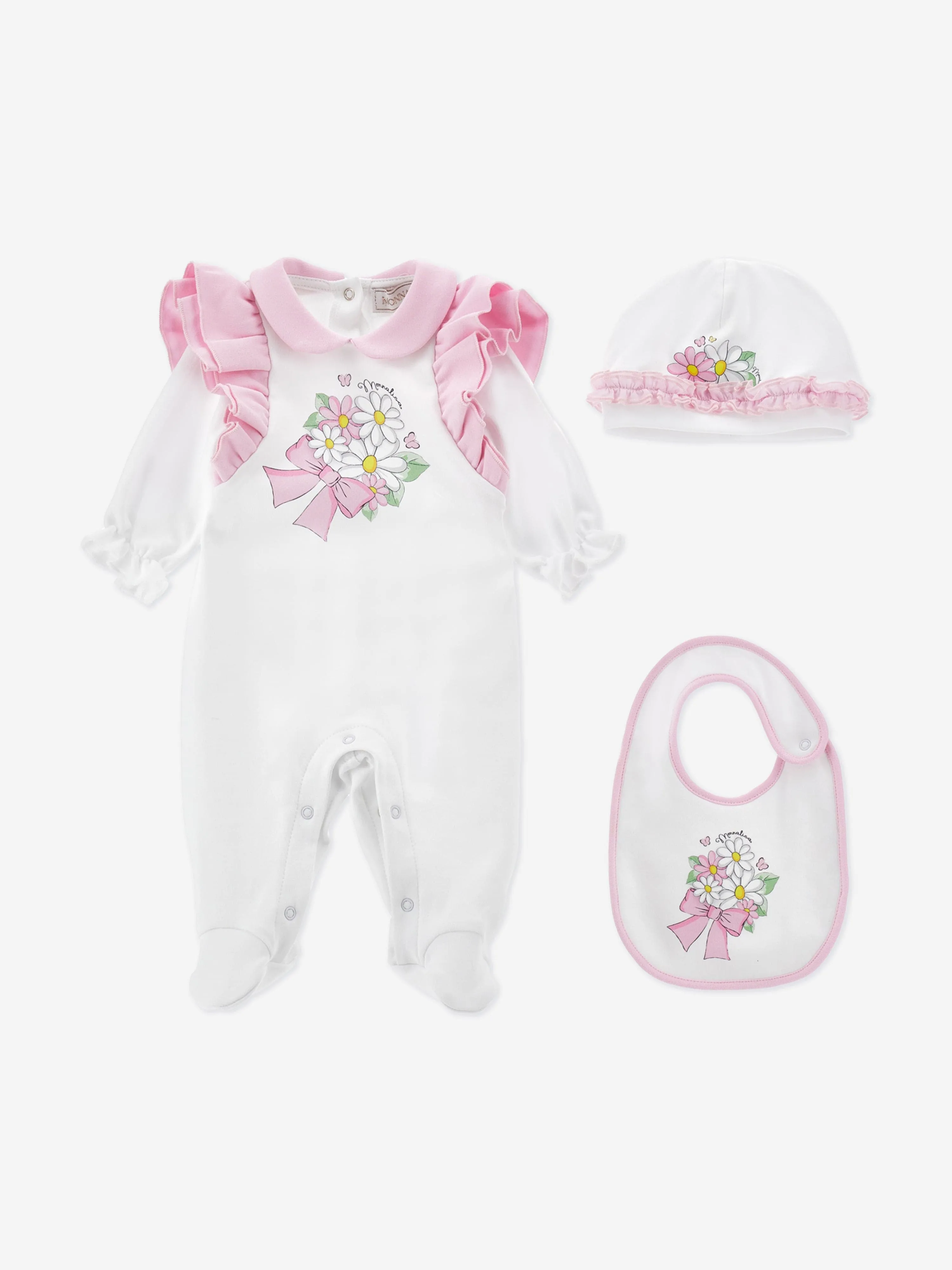 Baby Girls Blumen-Babygrow-Set in Weiß