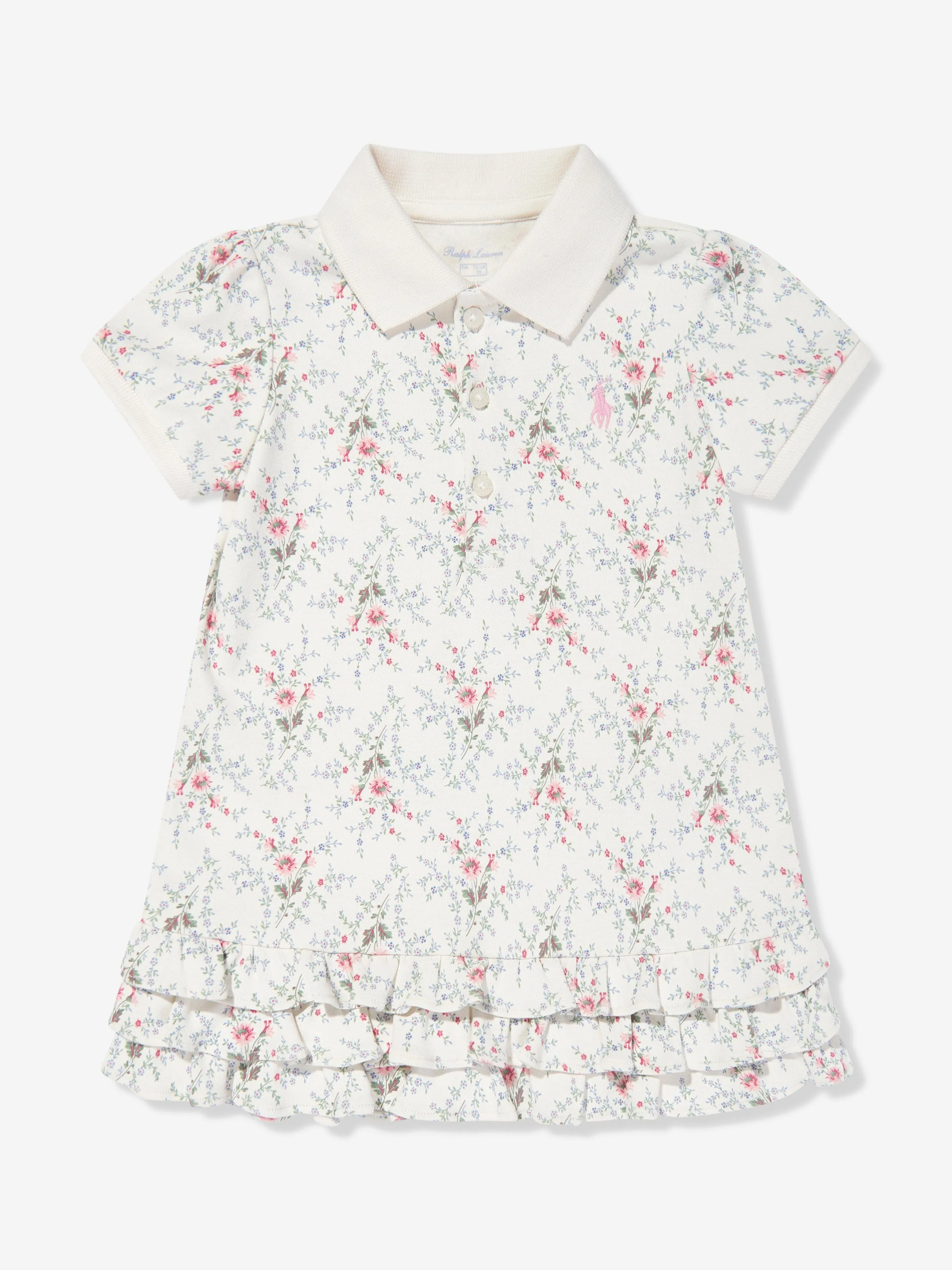 Baby Girls Blumen-Polo-Kleid mit Blümchen in Elfenbein