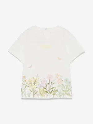Blumen T-Shirt für Baby Mädchen in Weiß