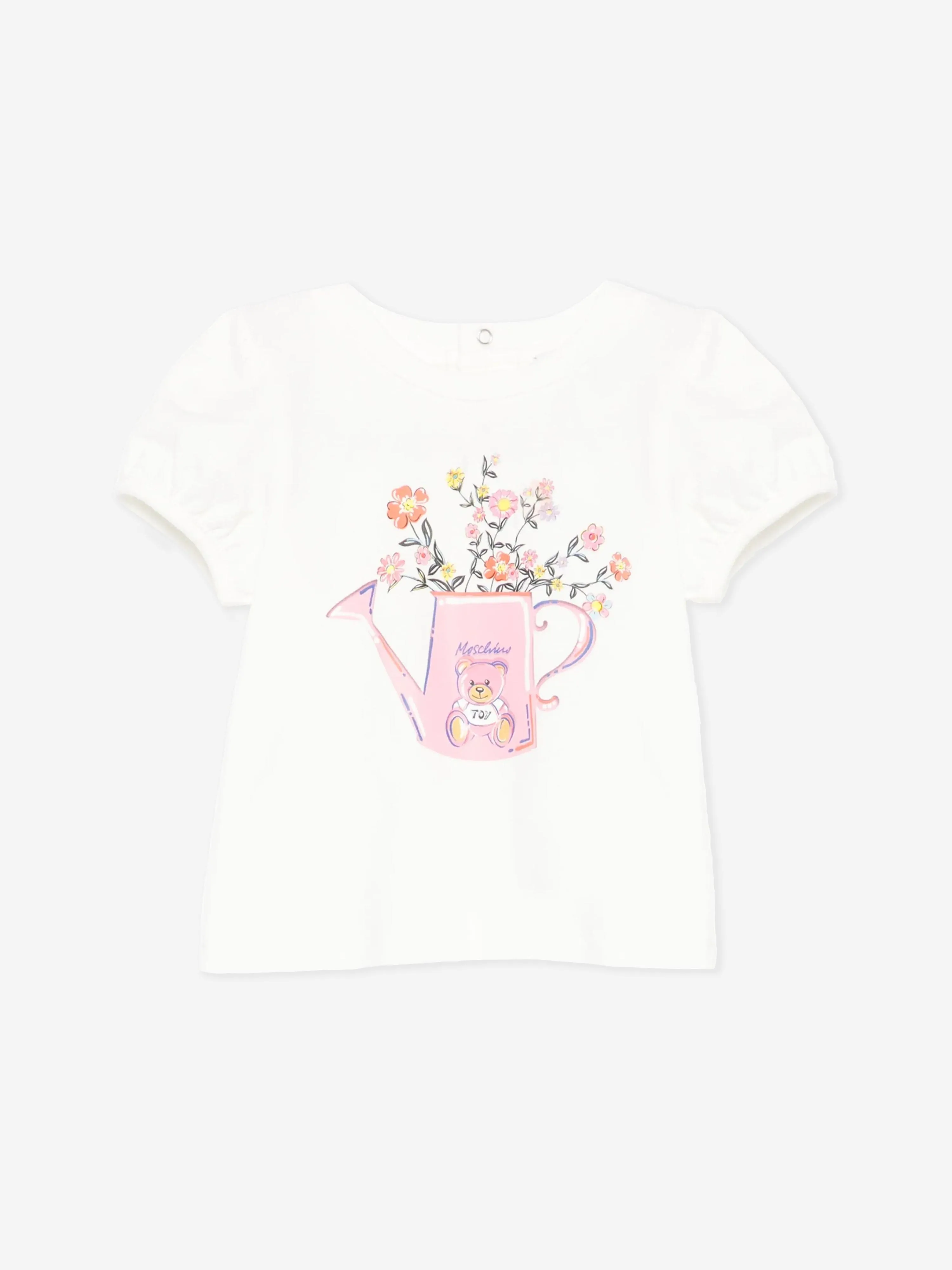 Ivory T-Shirt mit Blumen-Gießkannen-Motiv für Baby-Mädchen