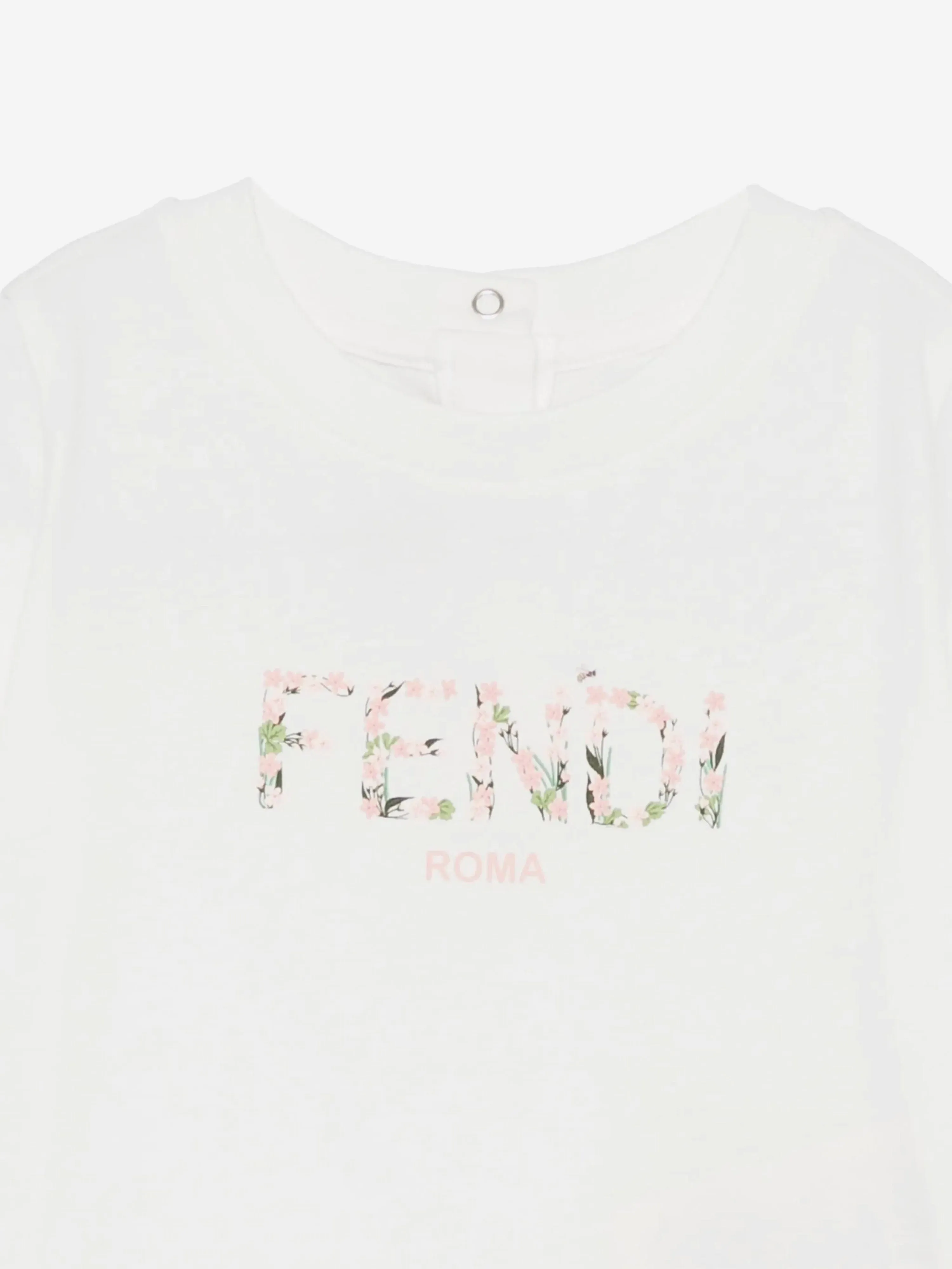 Weißes T-Shirt mit Blumenlogo für Baby-Mädchen
