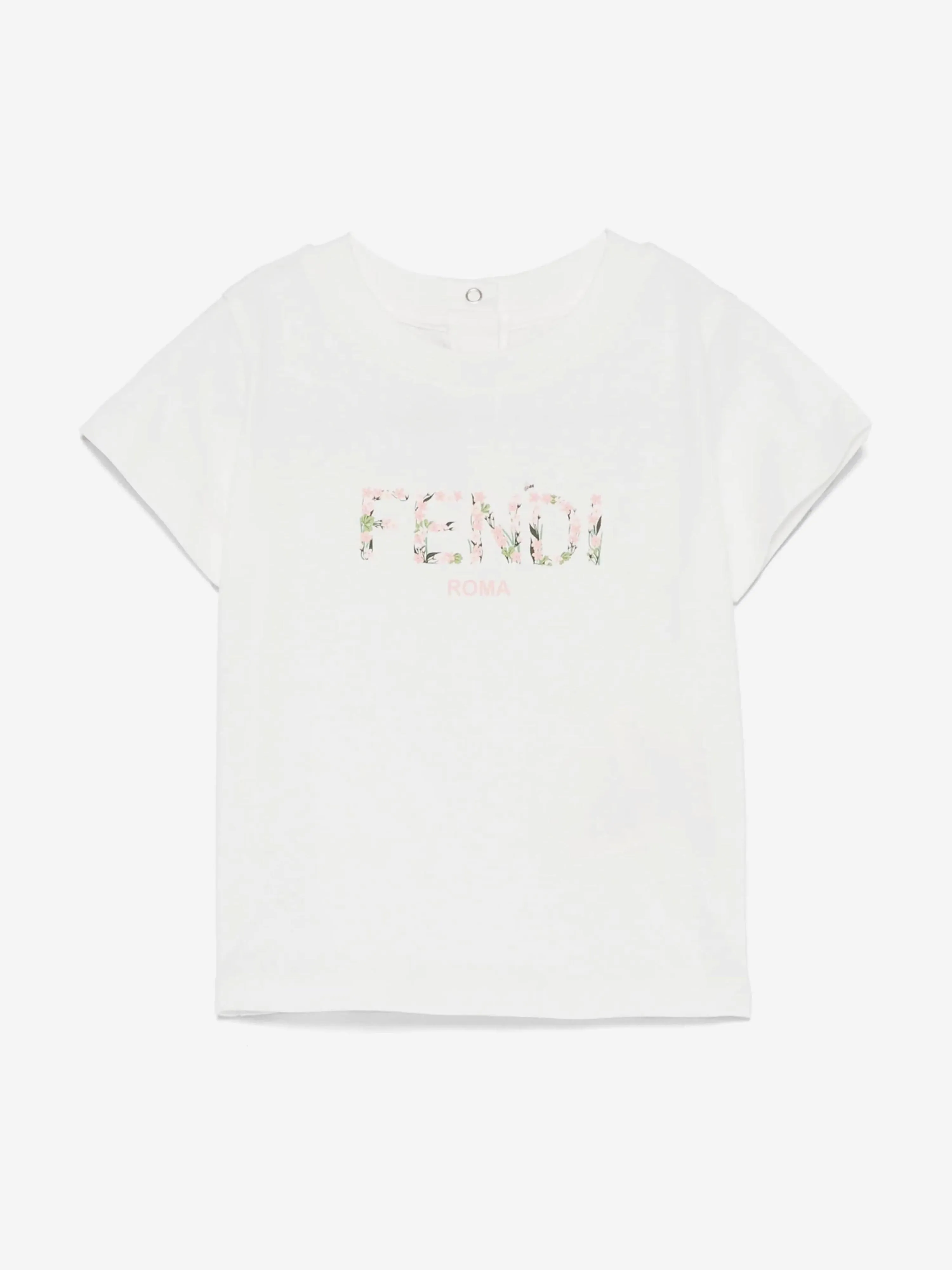 Weißes T-Shirt mit Blumenlogo für Baby-Mädchen