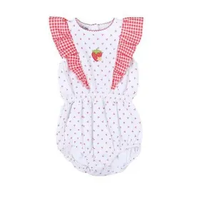 Baby Mädchen Frische Erdbeeren Bestickter Bubble-Romper
