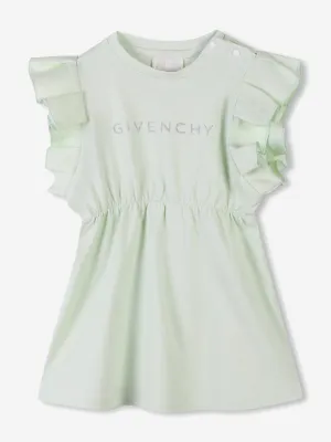 Glitzer-Logo-Jersey-Kleid für Baby-Mädchen in Grün