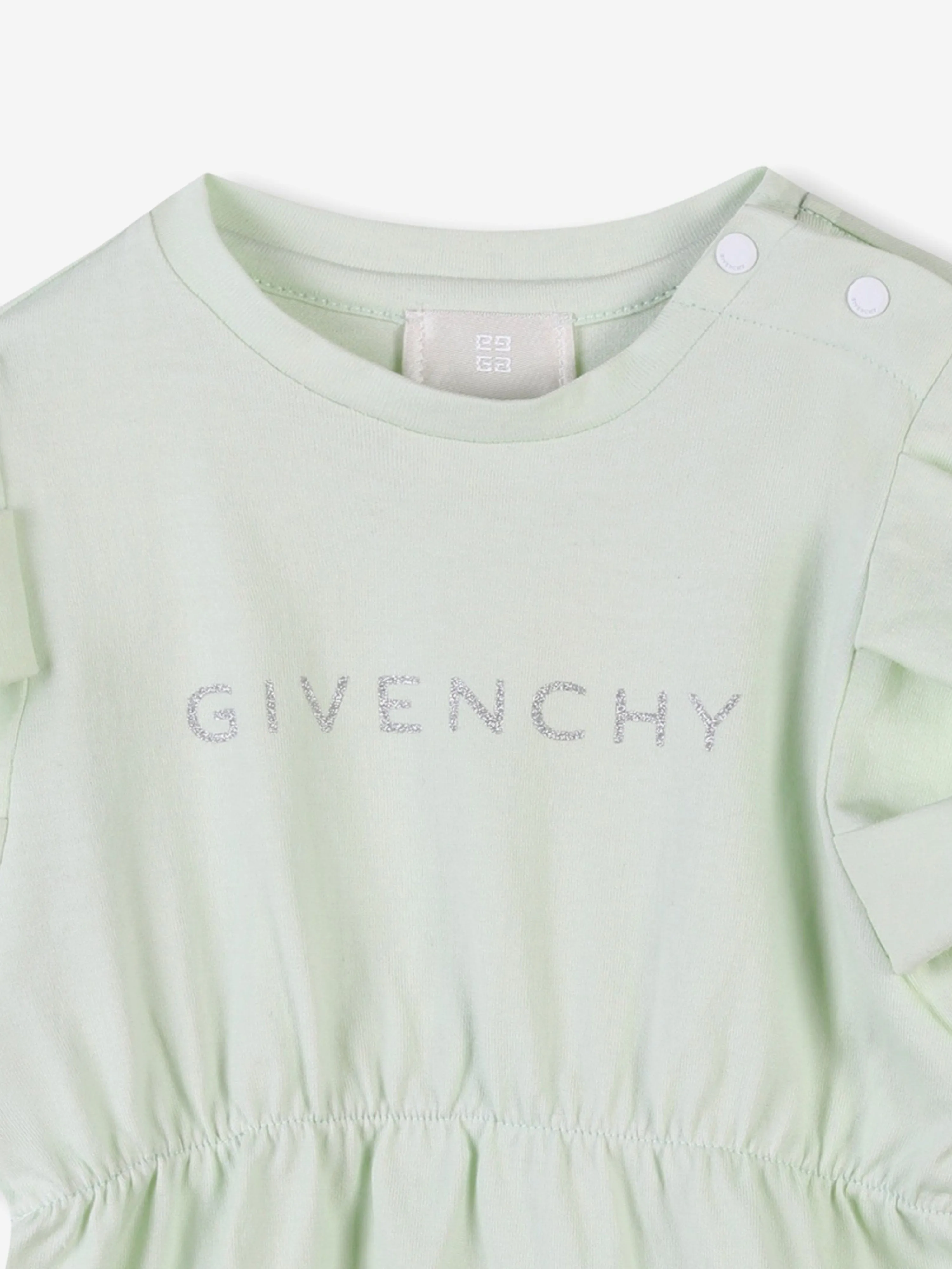 Glitzer-Logo-Jersey-Kleid für Baby-Mädchen in Grün