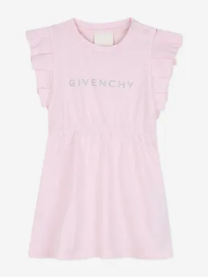 Rosa Glitzer-Logo-Jersey-Kleid für Baby-Mädchen