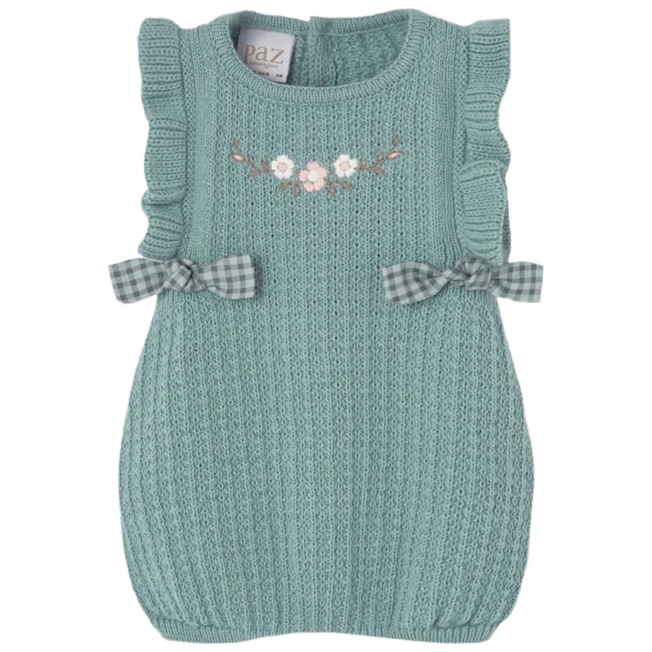 Grüner Strickoverall für Baby-Mädchen