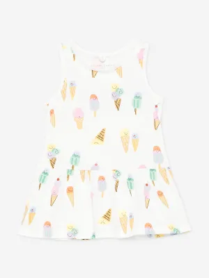 Baby Girls Eiscreme-Jerseykleid in Elfenbein