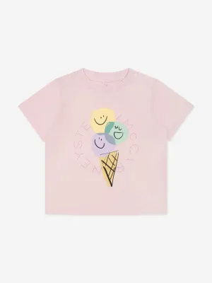 Rosa Logo-T-Shirt mit Eiscreme-Motiv für Baby-Mädchen