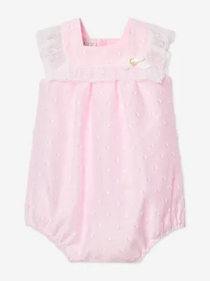 Rosa Spitzenbesatz-Strampler für Babygirls