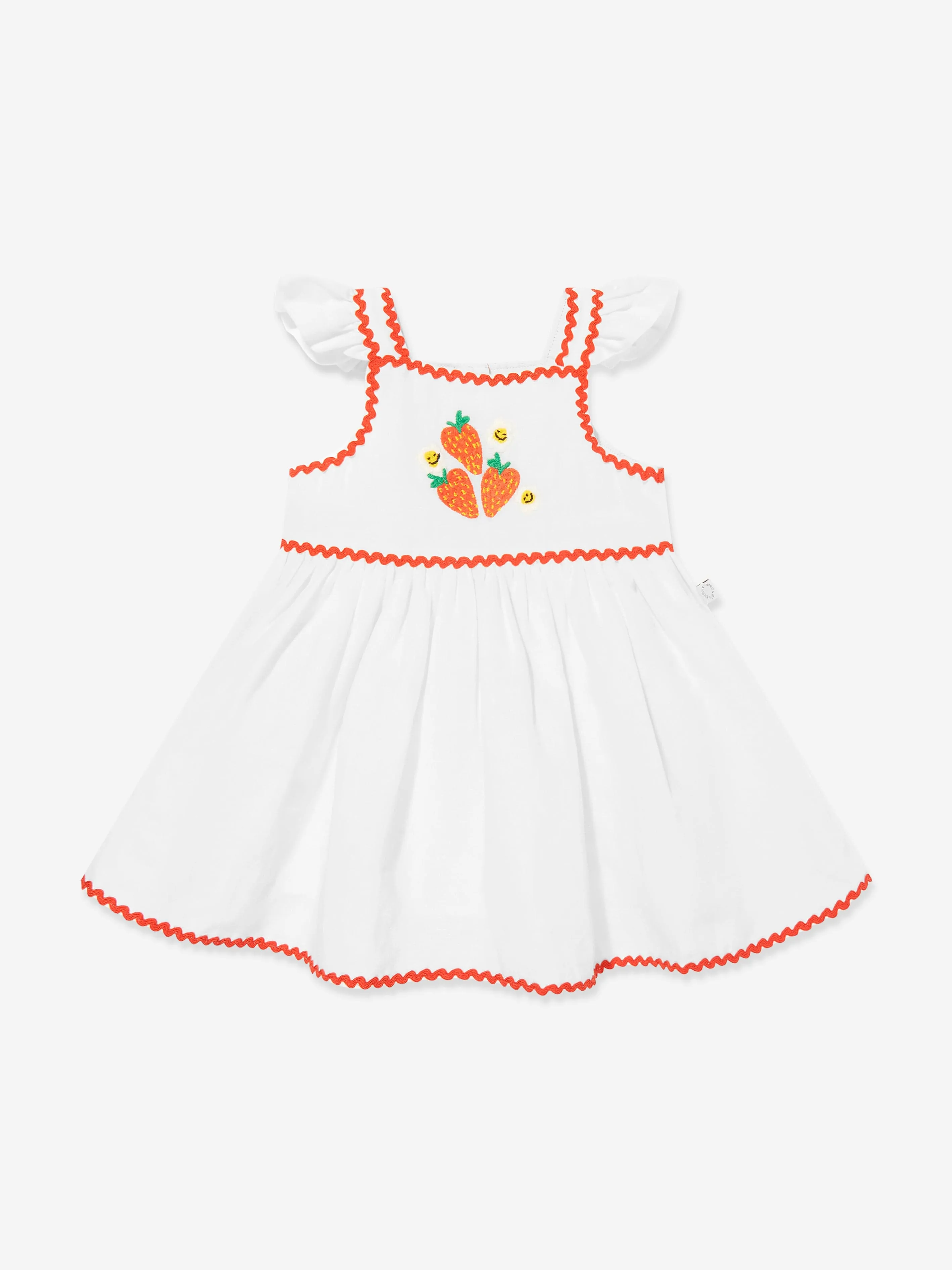 Baby-Mädchen Leinen Erdbeer-Kleid in Elfenbein