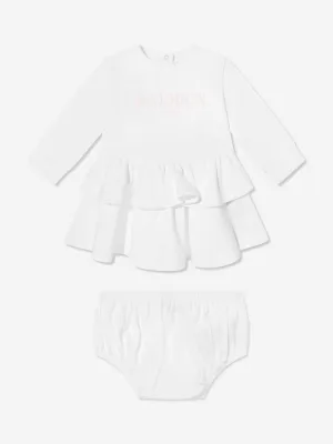 Baby Girls Logo Jersey-Kleid in Weiß