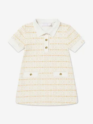 Baby Girls Logo-Print-Kleid in Elfenbein