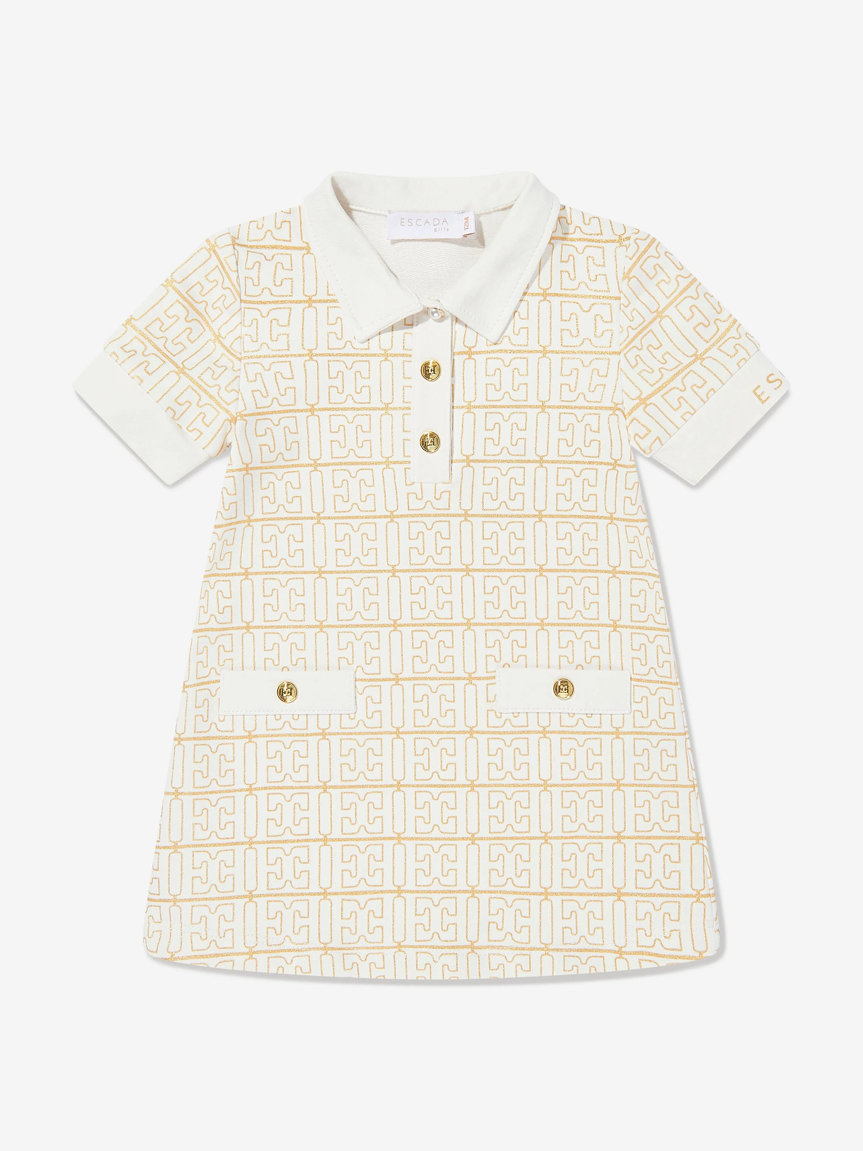 Baby Girls Logo-Print-Kleid in Elfenbein