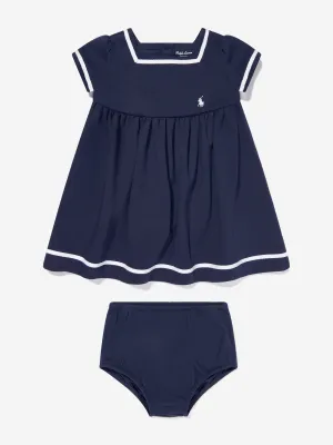 Maritimes Kleid für Baby-Mädchen in Marineblau
